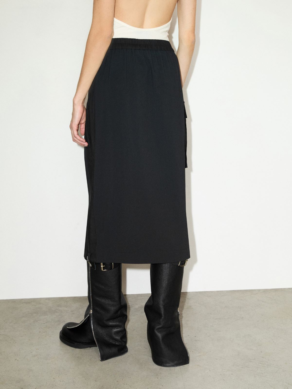 Technical-jersey pencil skirt - BLACK - MAX&Co.