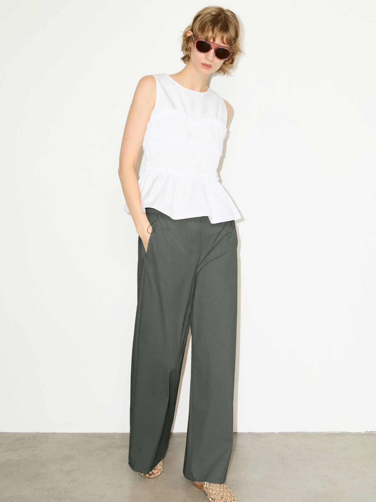 Technical-jersey trousers - KAKI - MAX&Co.