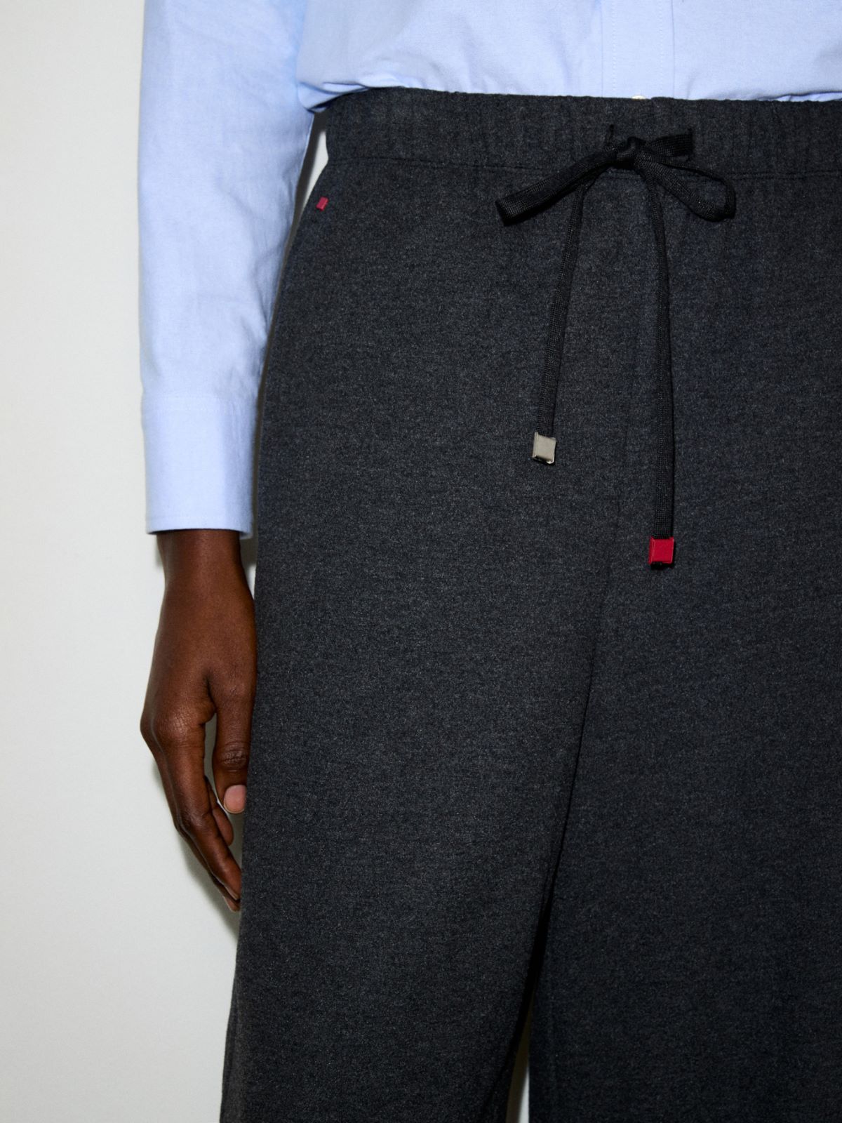 Wide-leg flannel-jersey trousers - BLACK - MAX&Co. - 3