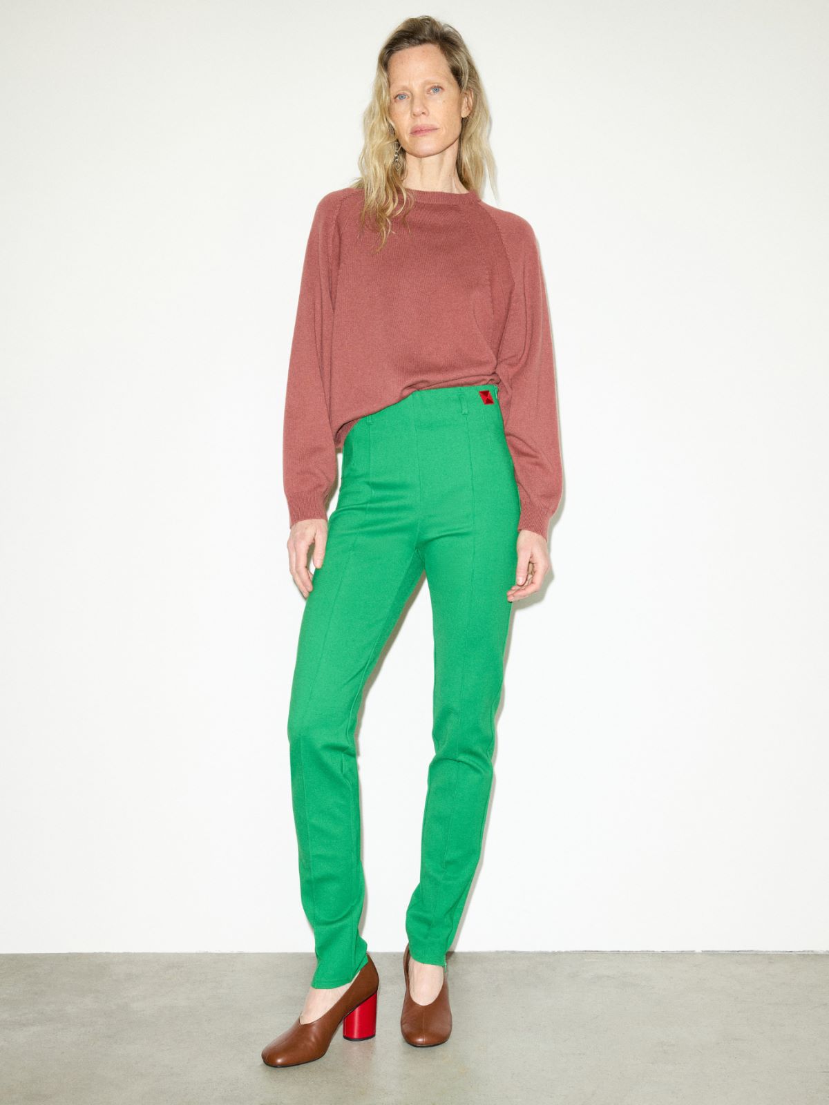 Pantalon en jersey technique fin - VERT - MAX&Co.