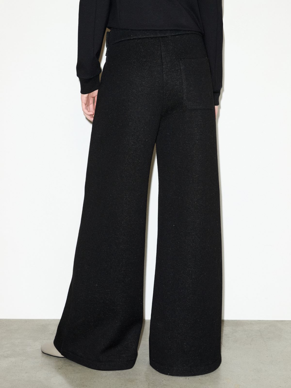 Wide-leg tweed-jersey trousers - BLACK - MAX&Co. - 2