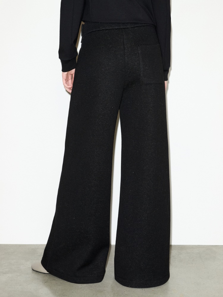 Wide-leg tweed-jersey trousers - BLACK - MAX&Co. - 2