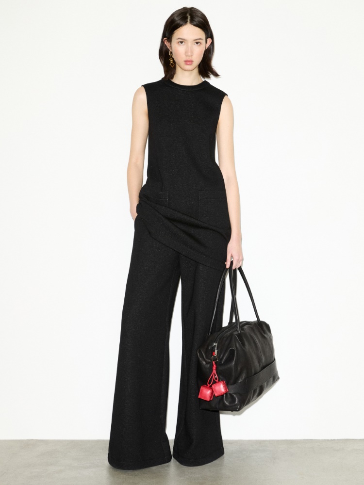 Wide-leg tweed-jersey trousers - BLACK - MAX&Co. - 4