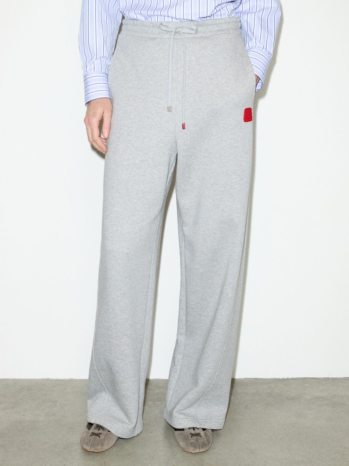 Pantalon de jogging en polaire de coton - GRIS MELANGE - MAX&Co.