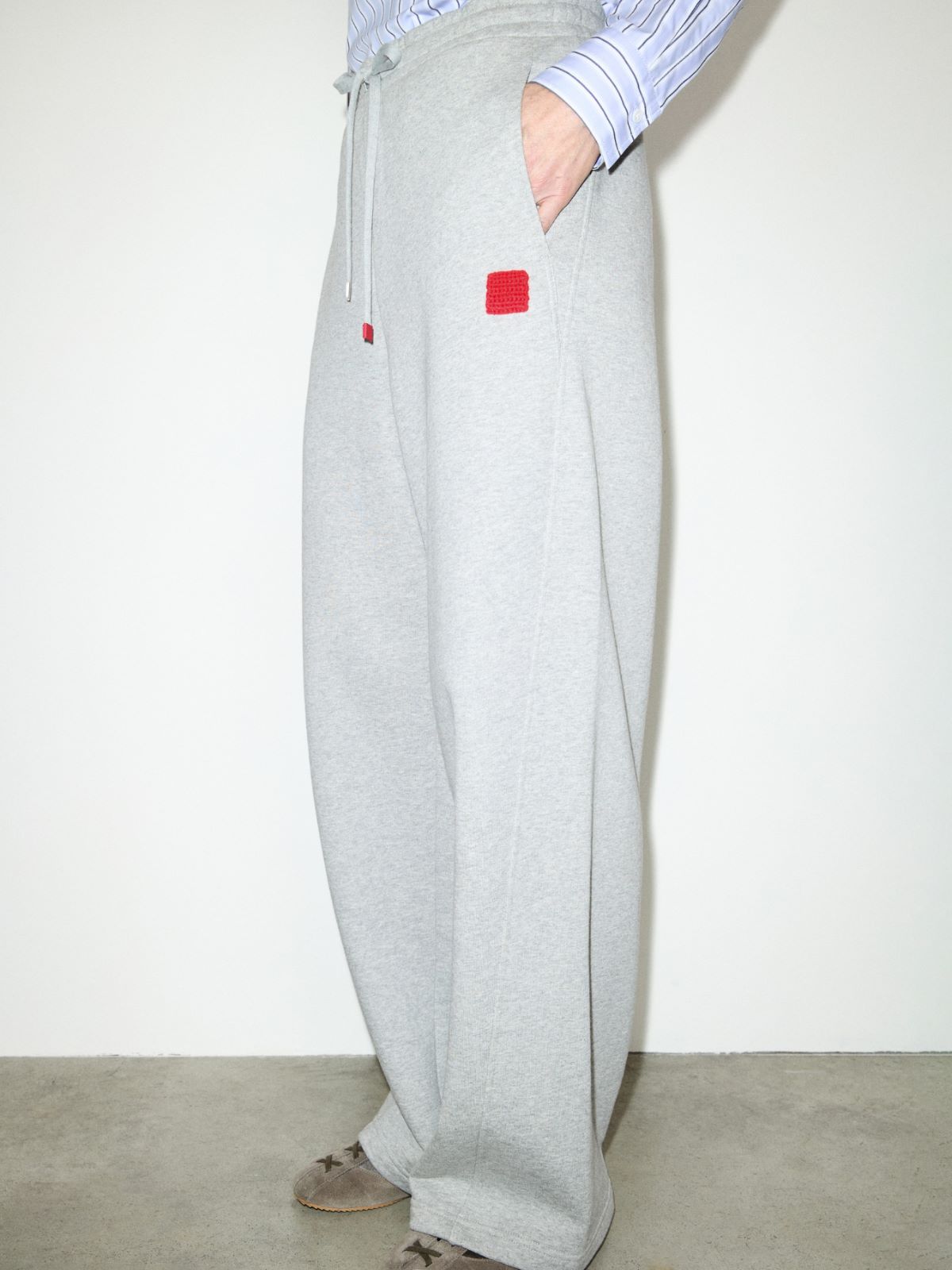 Pantalon de jogging en polaire de coton - GRIS MELANGE - MAX&Co. - 4