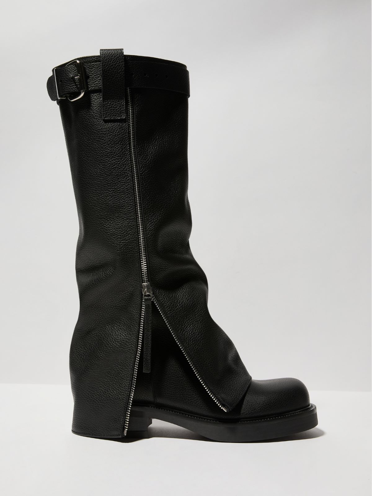 Leather biker boots - BLACK - MAX&Co.