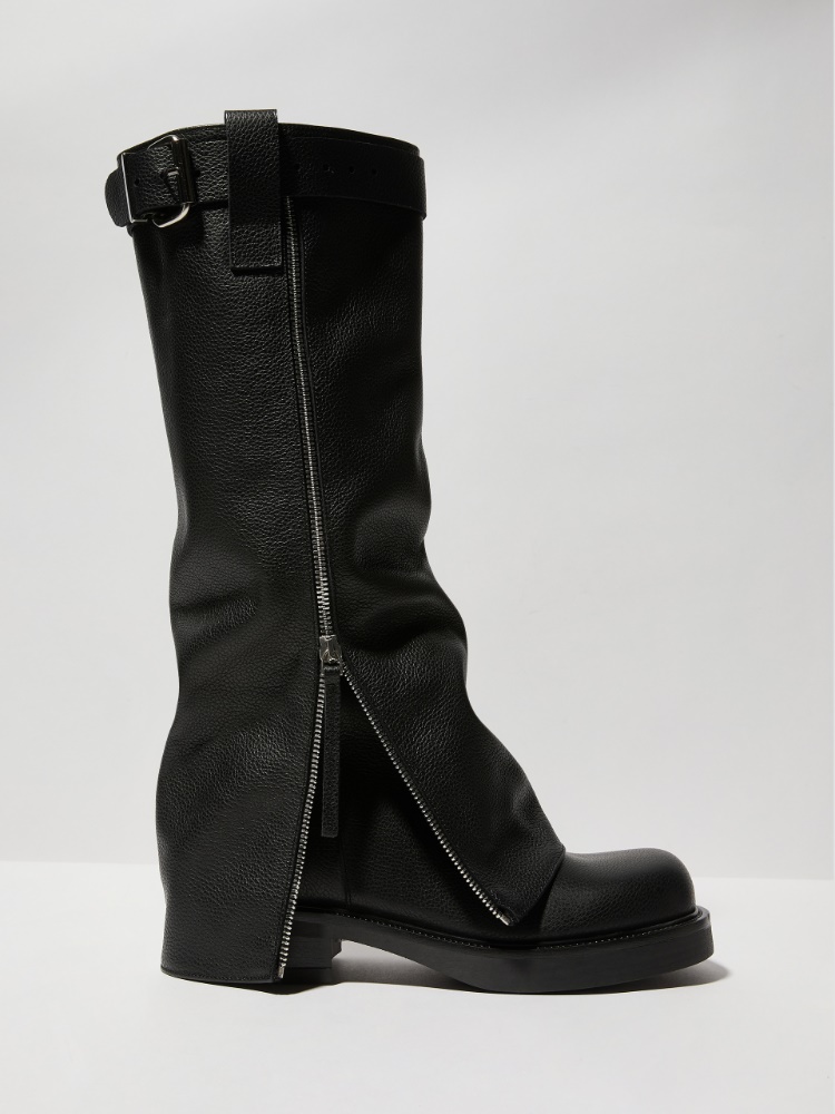Leather biker boots - BLACK - MAX&Co.