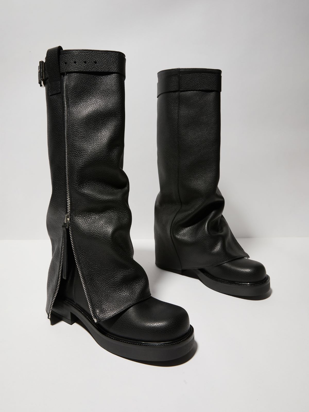 Leather biker boots - BLACK - MAX&Co.