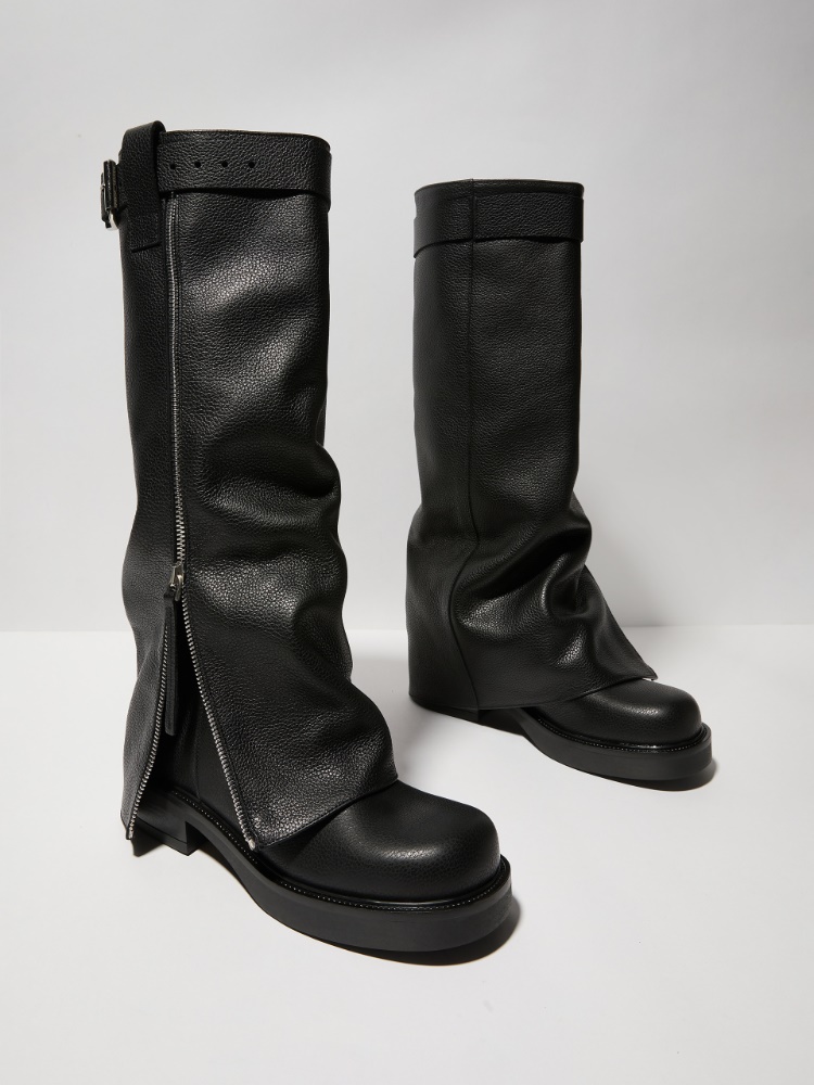 Leather biker boots - BLACK - MAX&Co.
