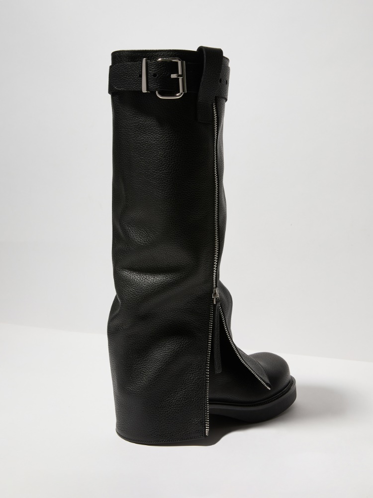 Leather biker boots - BLACK - MAX&Co.