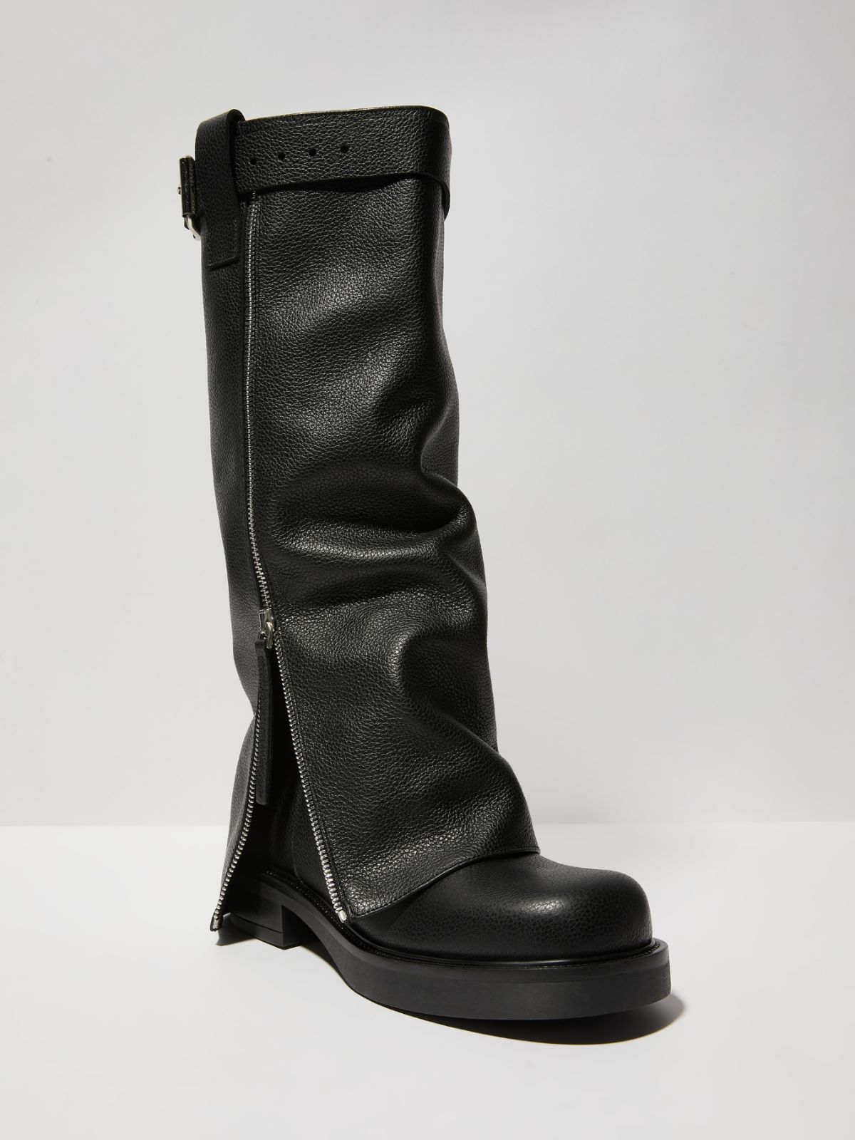 Leather biker boots - BLACK - MAX&Co.