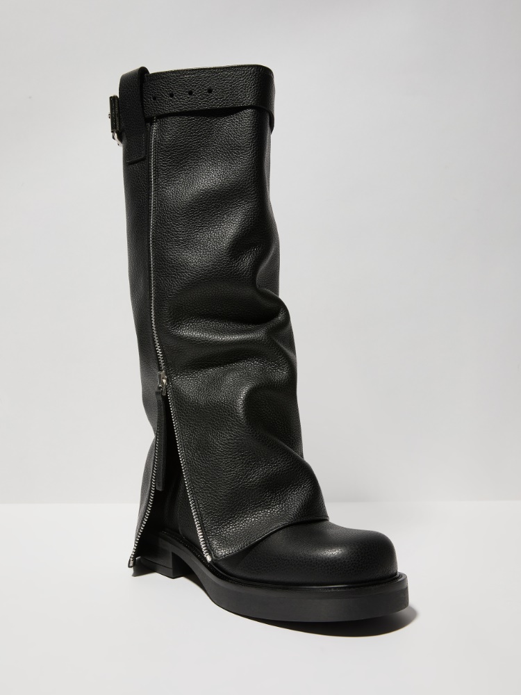 Leather biker boots - BLACK - MAX&Co.