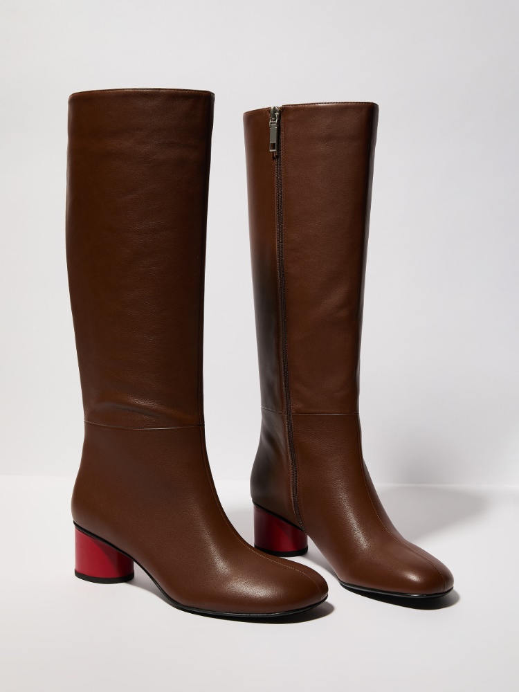Midi-heeled leather boots - TOBACCO - MAX&Co. - 2