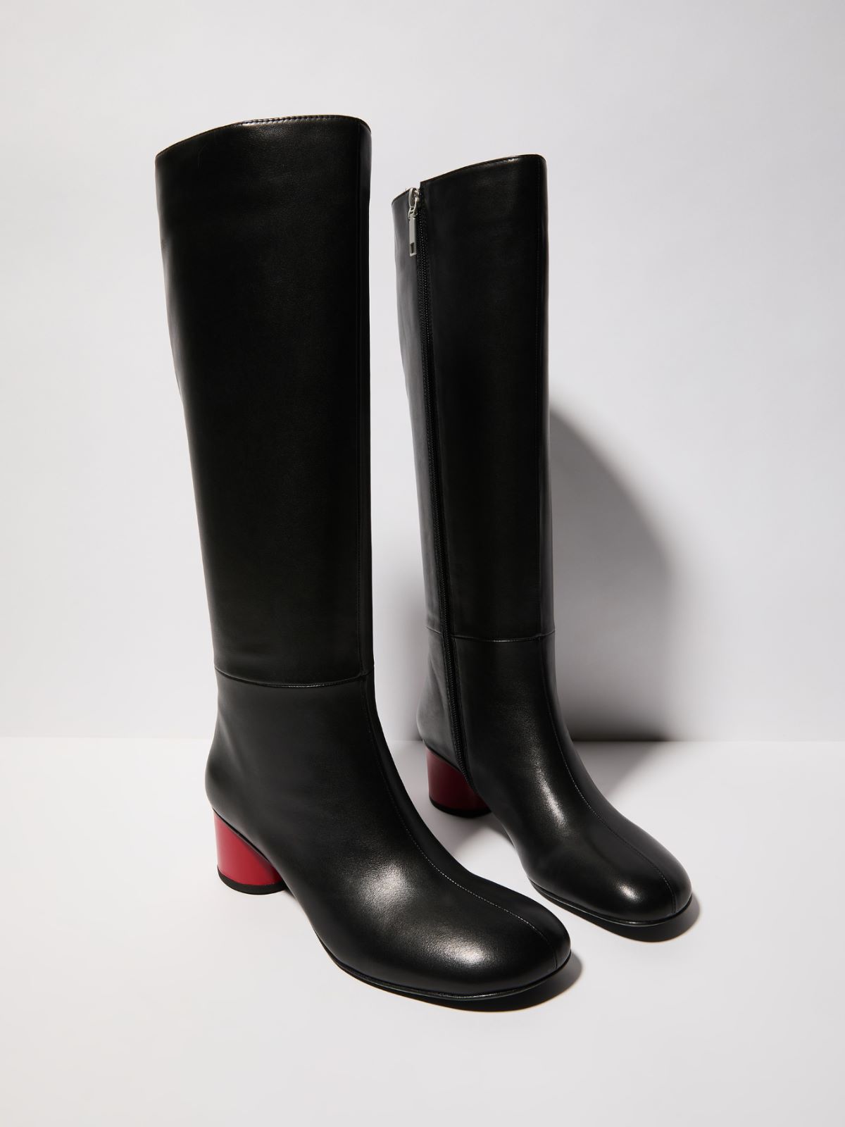 Midi-heeled leather boots - BLACK - MAX&Co. - 2