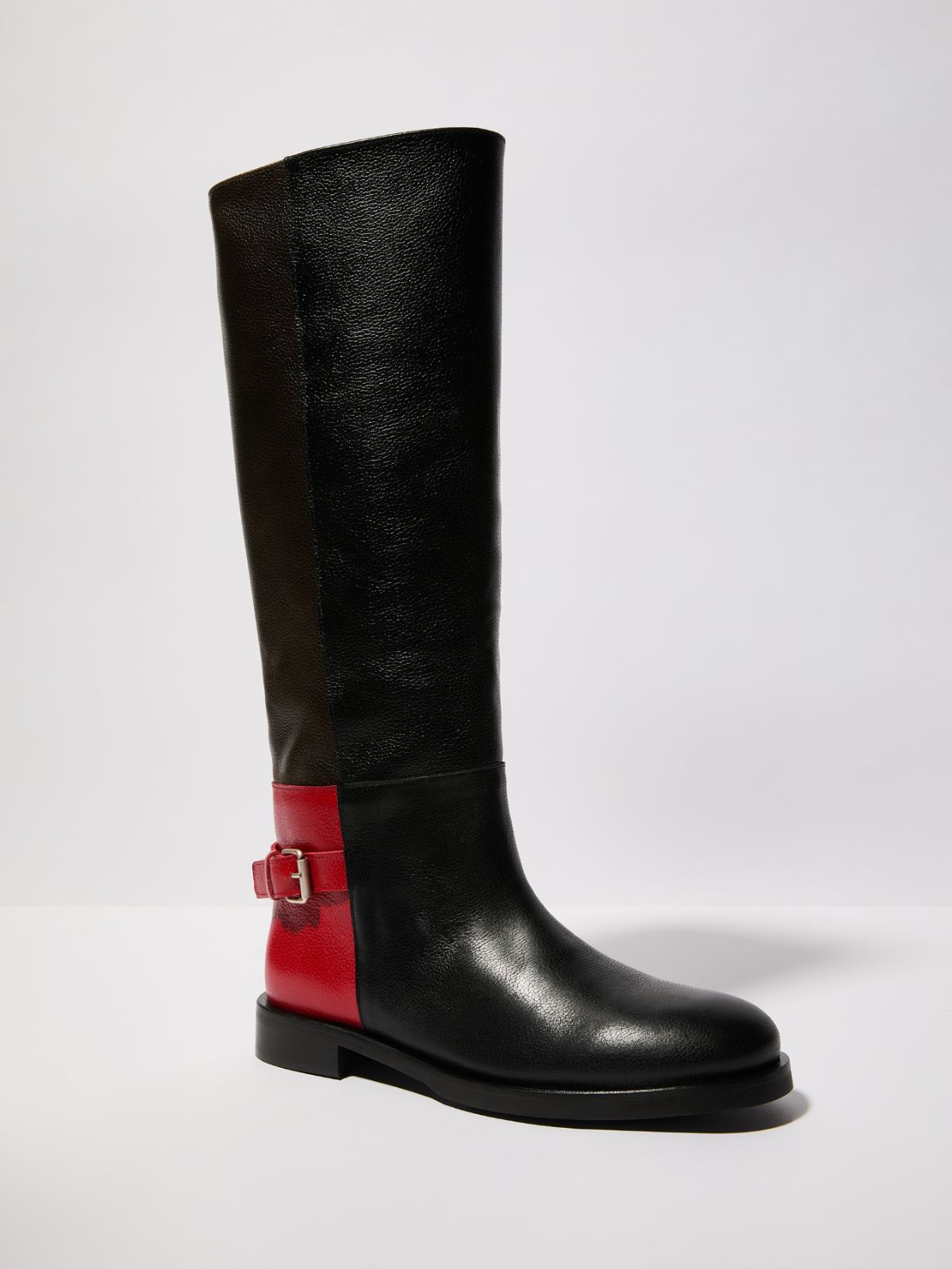 Colour-blocked leather boots - BLACK - MAX&Co.