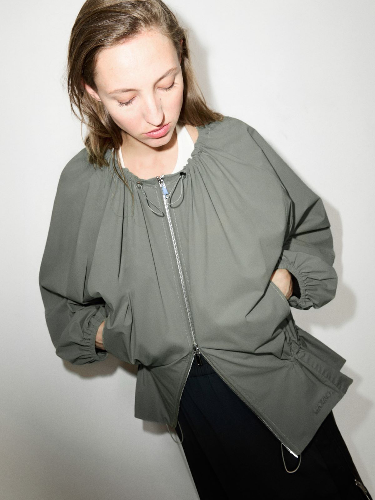 Drawstring jersey jacket - KAKI - MAX&Co. - 5