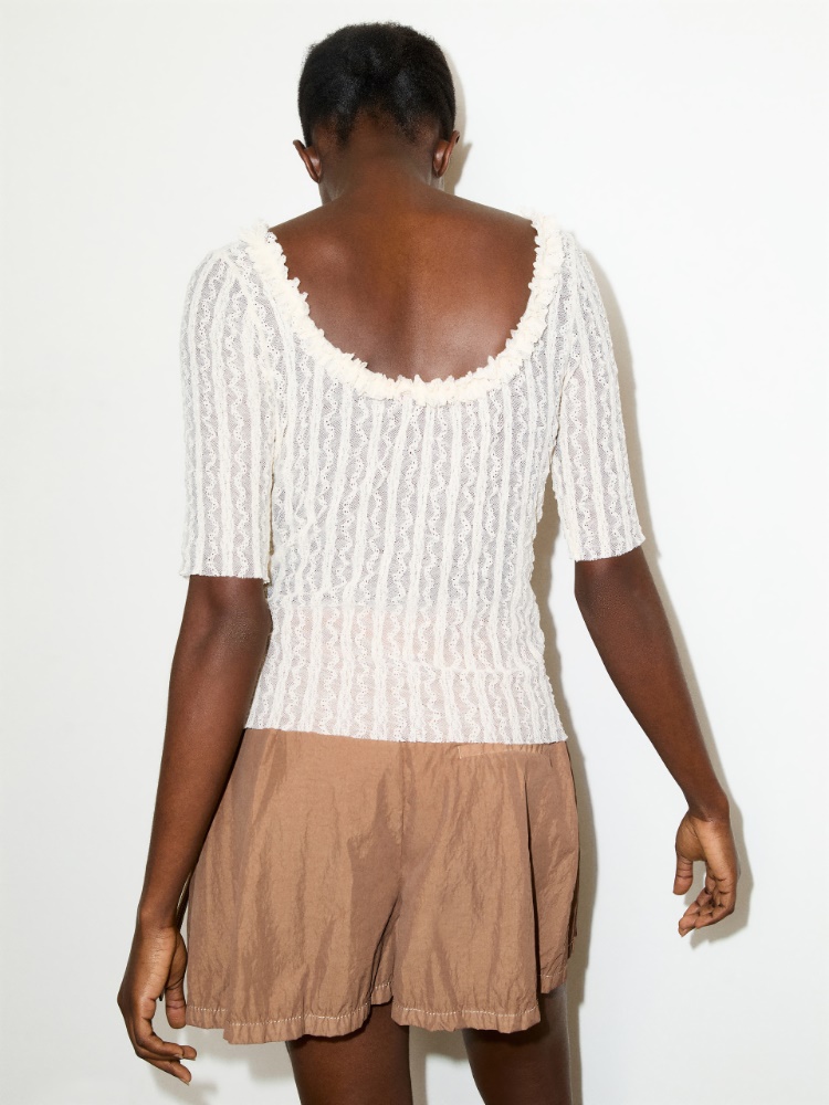 Lacy jersey T-shirt - ECRU - MAX&Co.