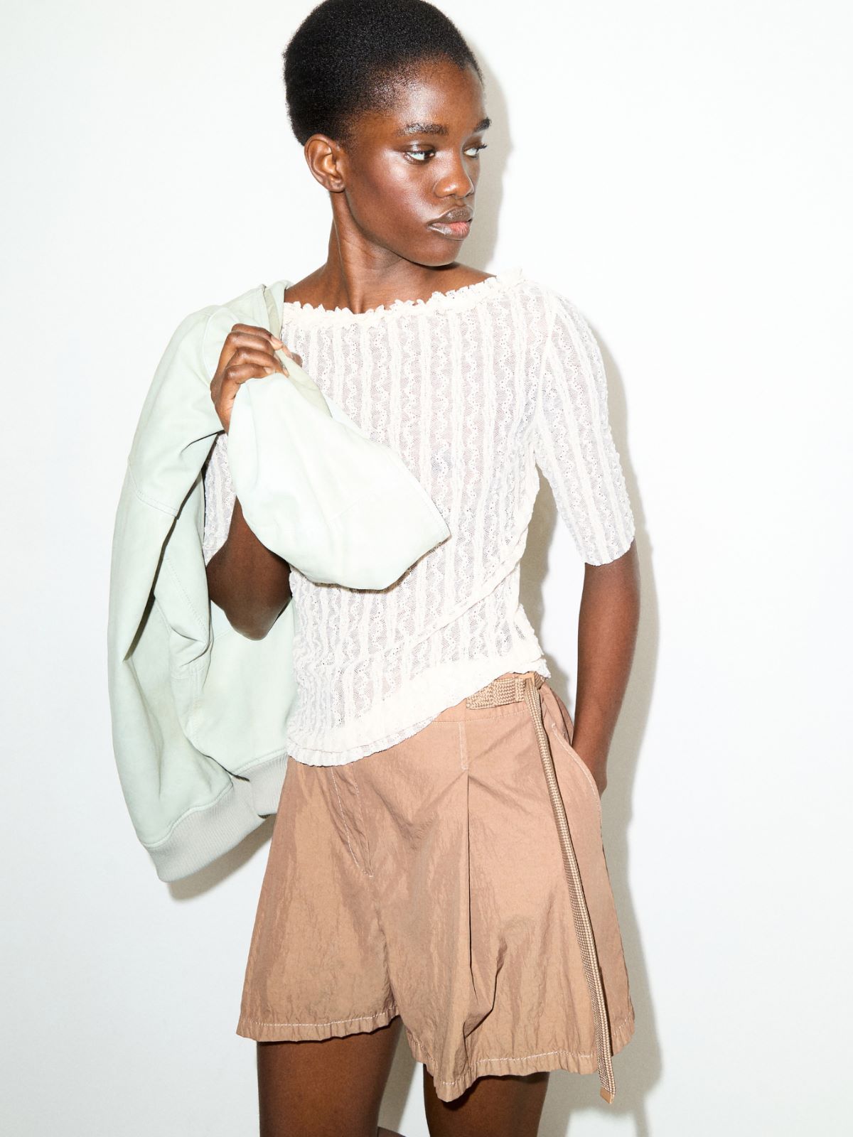 Lacy jersey T-shirt - ECRU - MAX&Co.