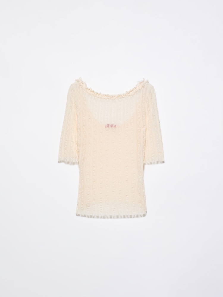 Lacy jersey T-shirt - ECRU - MAX&Co.