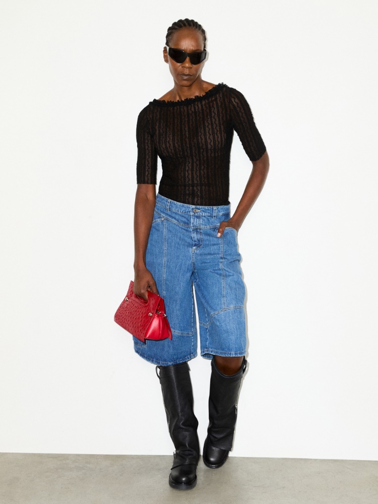 Lacy jersey T-shirt - BLACK - MAX&Co.