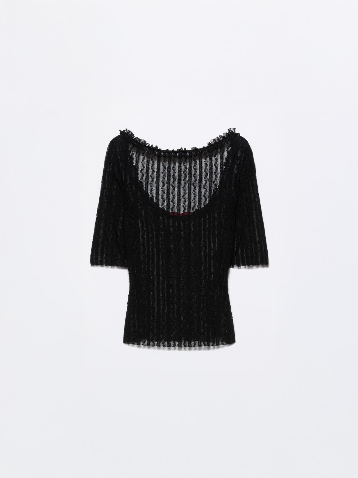 Lacy jersey T-shirt - BLACK - MAX&Co.