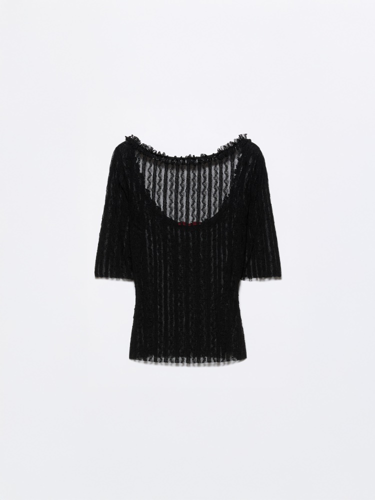 Lacy jersey T-shirt - BLACK - MAX&Co.