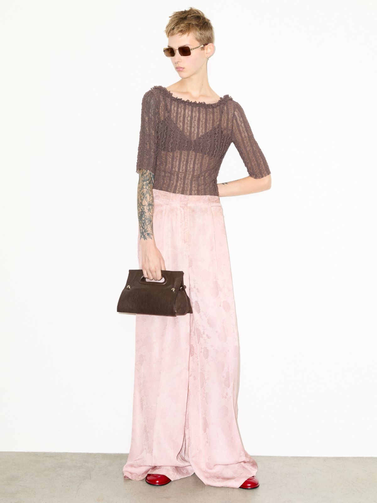 Lacy jersey T-shirt - BROWN - MAX&Co.