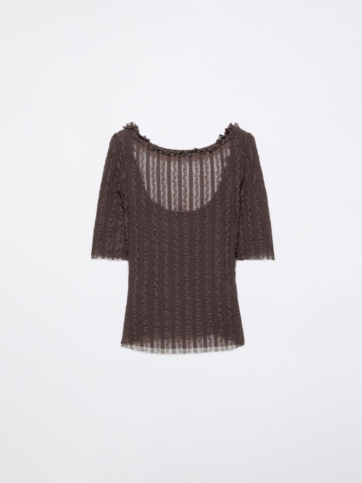 Lacy jersey T-shirt - BROWN - MAX&Co.