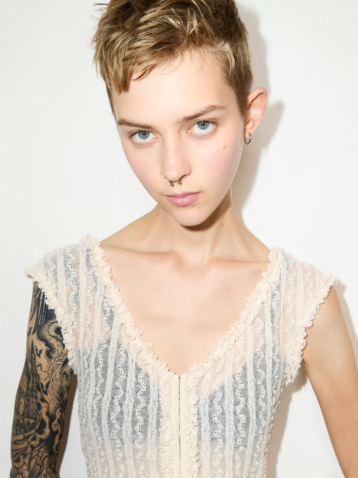 Lacy jersey top - ECRU - MAX&Co.