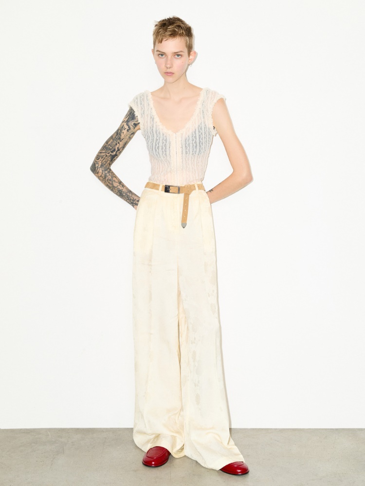 Lacy jersey top - ECRU - MAX&Co.