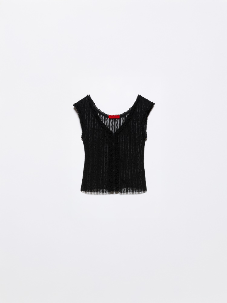 Lacy jersey top - BLACK - MAX&Co.