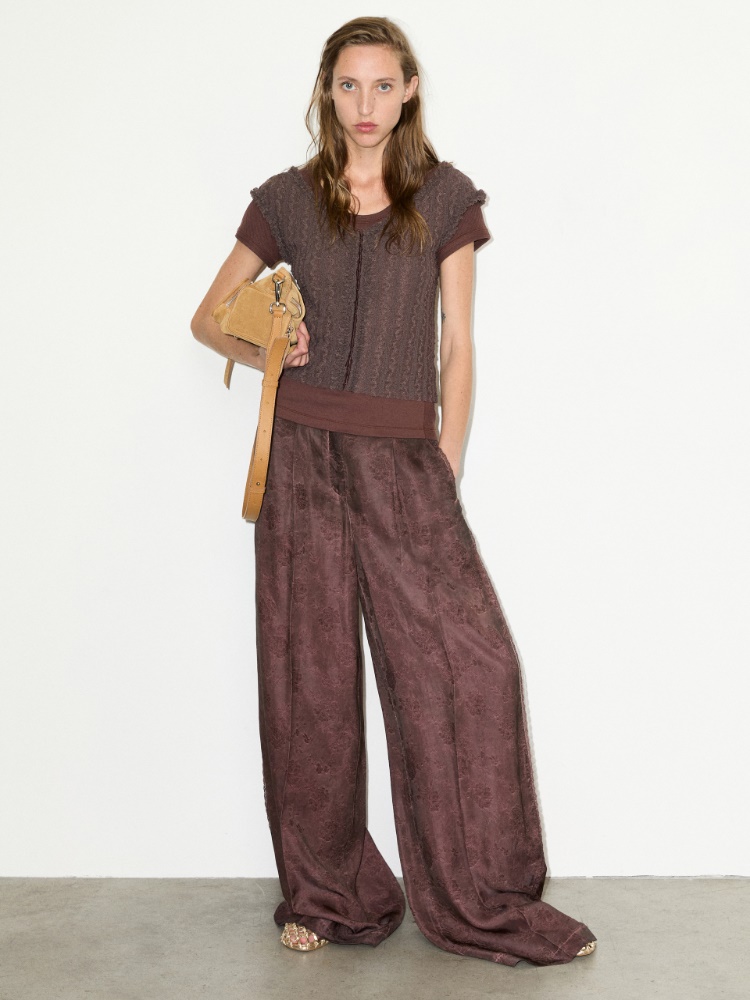Lacy jersey top - BROWN - MAX&Co.