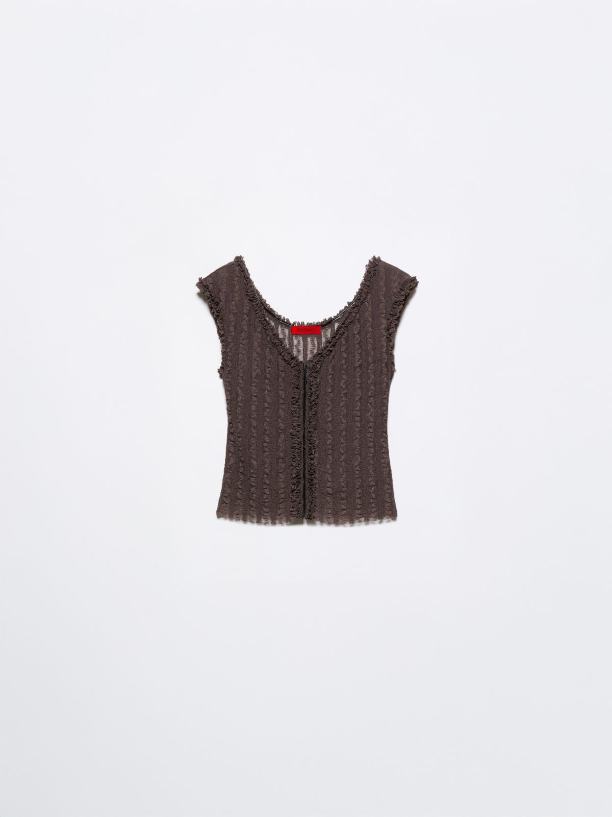 Lacy jersey top - BROWN - MAX&Co.