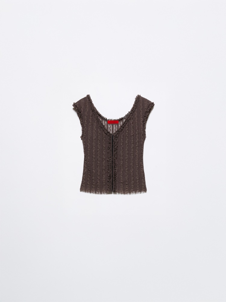 Lacy jersey top - BROWN - MAX&Co.