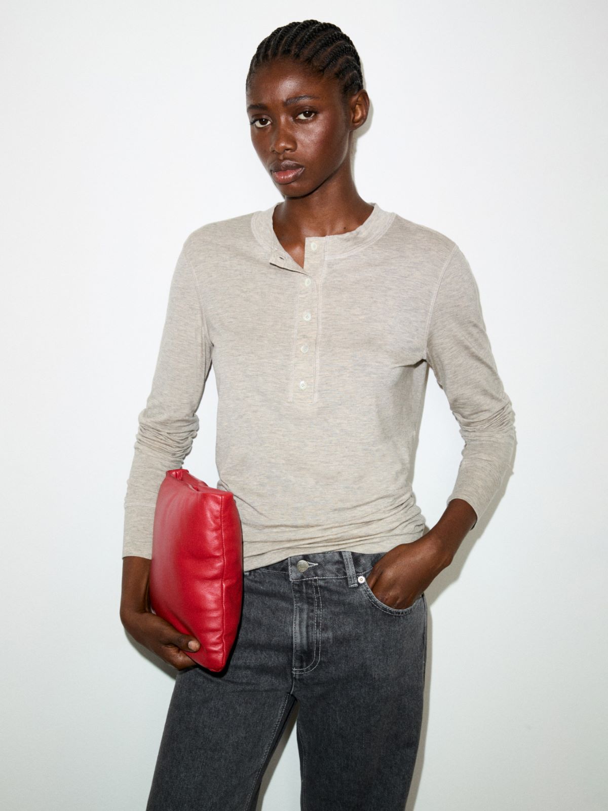 Fluid jersey henley shirt - OFF-WHITE - MAX&Co.