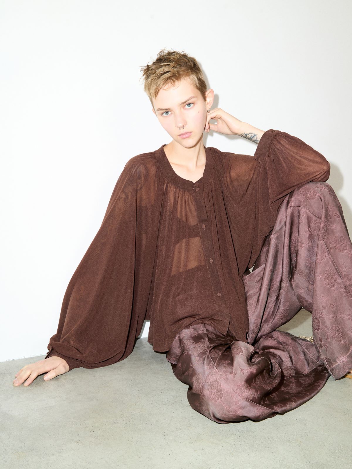 Jersey circle shirt - CHOCOLATE - MAX&Co.