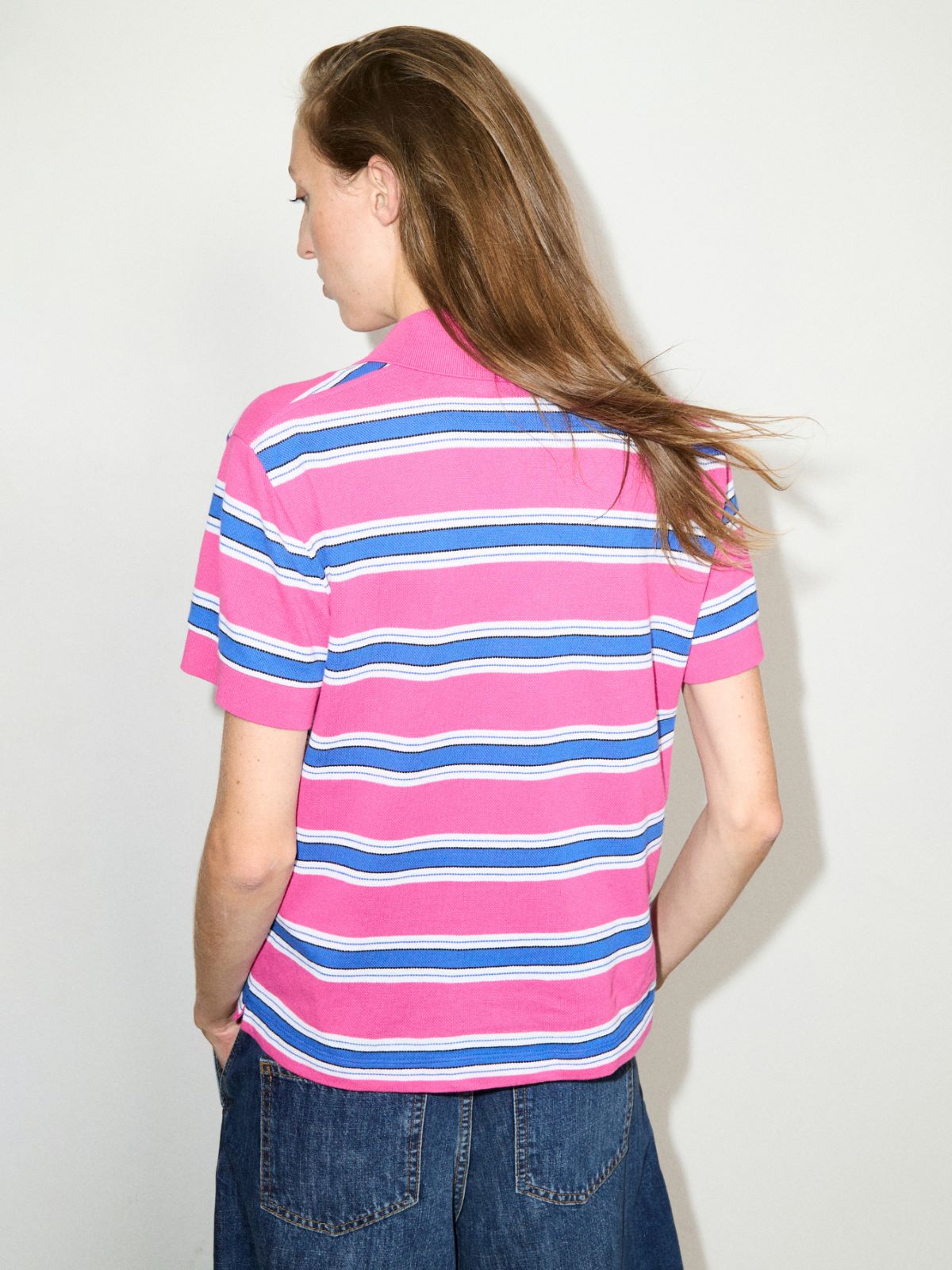 Striped embroidered polo shirt - DEEP ROSE - MAX&Co.