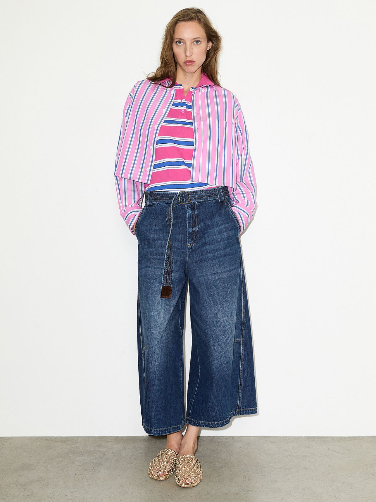 Striped embroidered polo shirt - DEEP ROSE - MAX&Co.