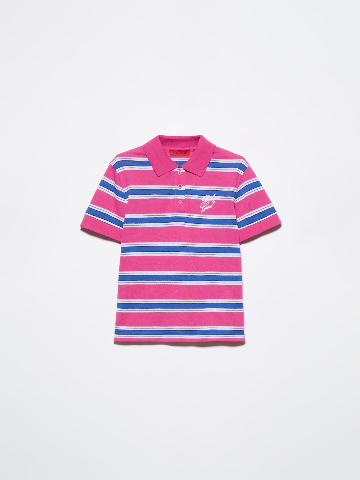 Striped embroidered polo shirt - DEEP ROSE - MAX&Co.