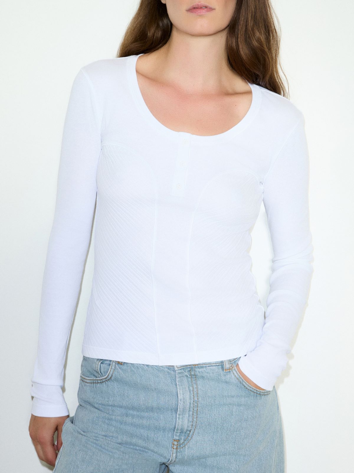 Slim-fit granddad top - OPTICAL WHITE - MAX&Co. - 3