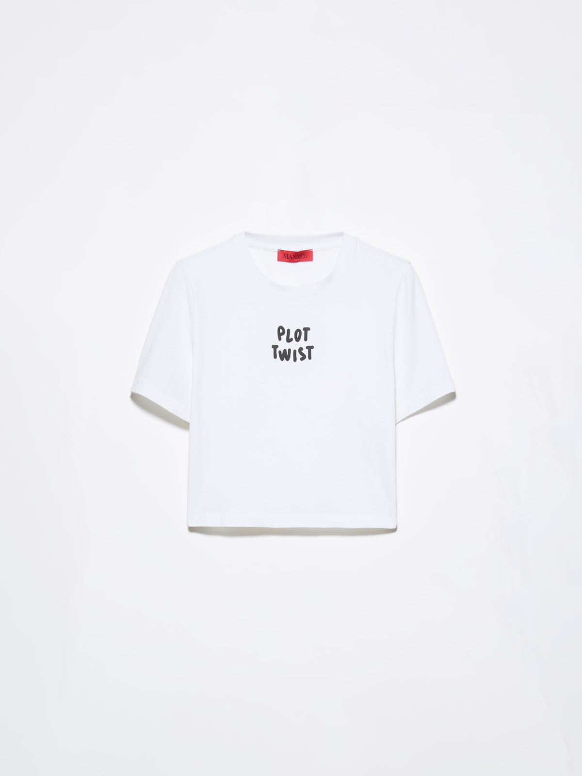 Slogan-print cropped T-shirt - OPTICAL WHITE - MAX&Co.