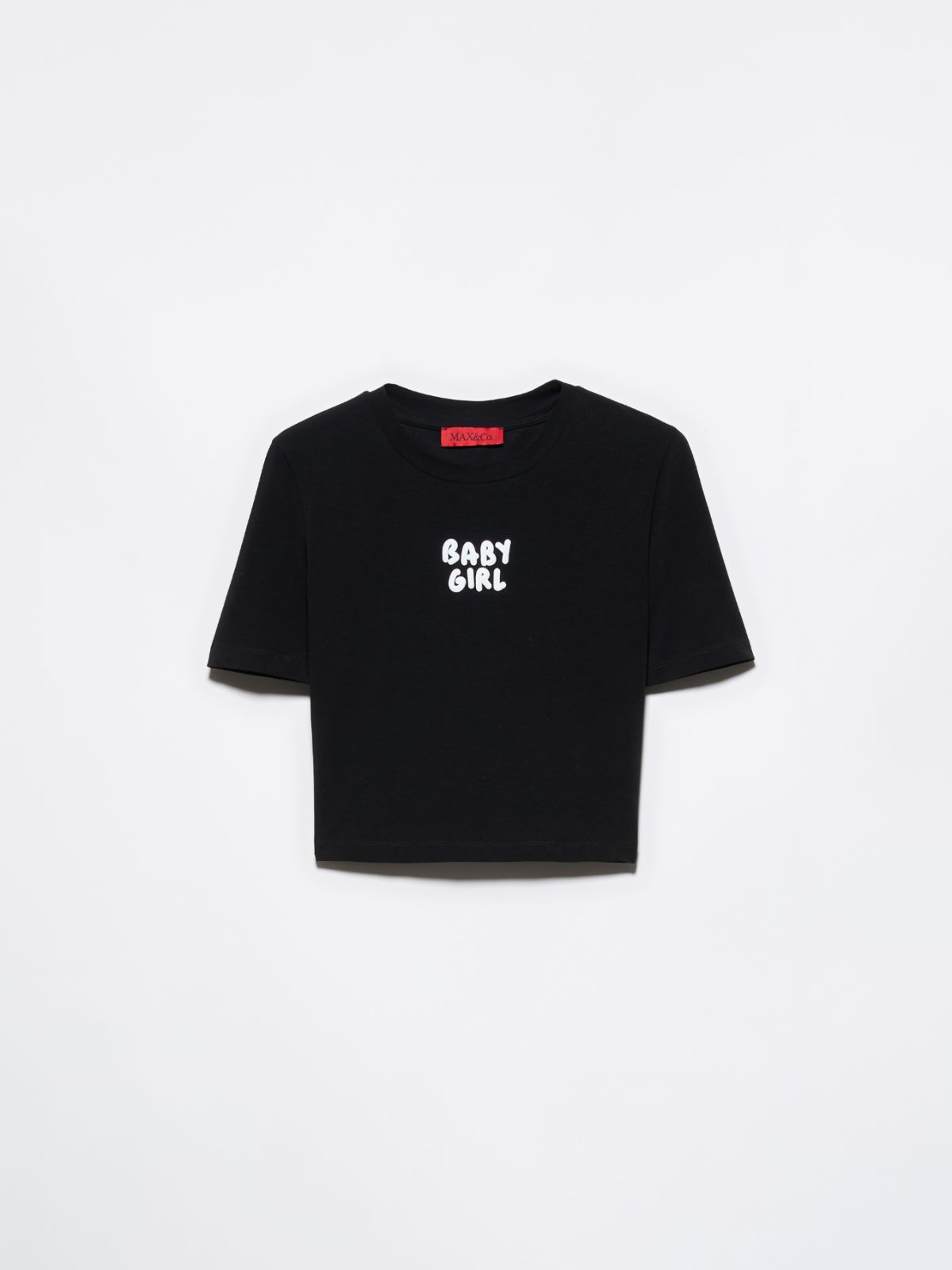 T-shirt raccourci à imprimé slogan - NOIR - MAX&Co.