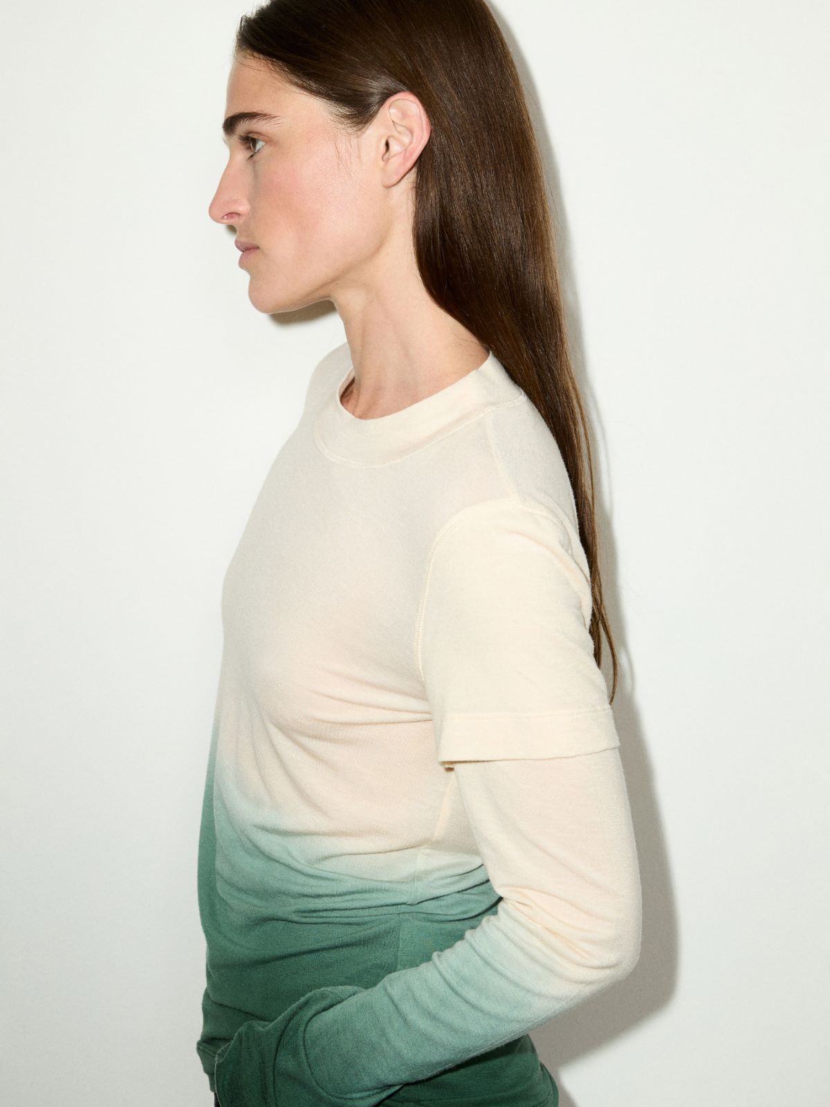 Layered jersey T-shirt - GREEN - MAX&Co. - 3