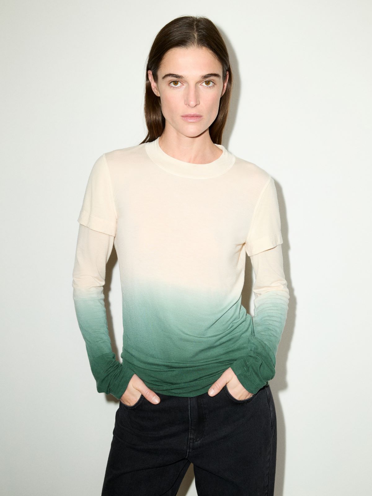 Layered jersey T-shirt - GREEN - MAX&Co.