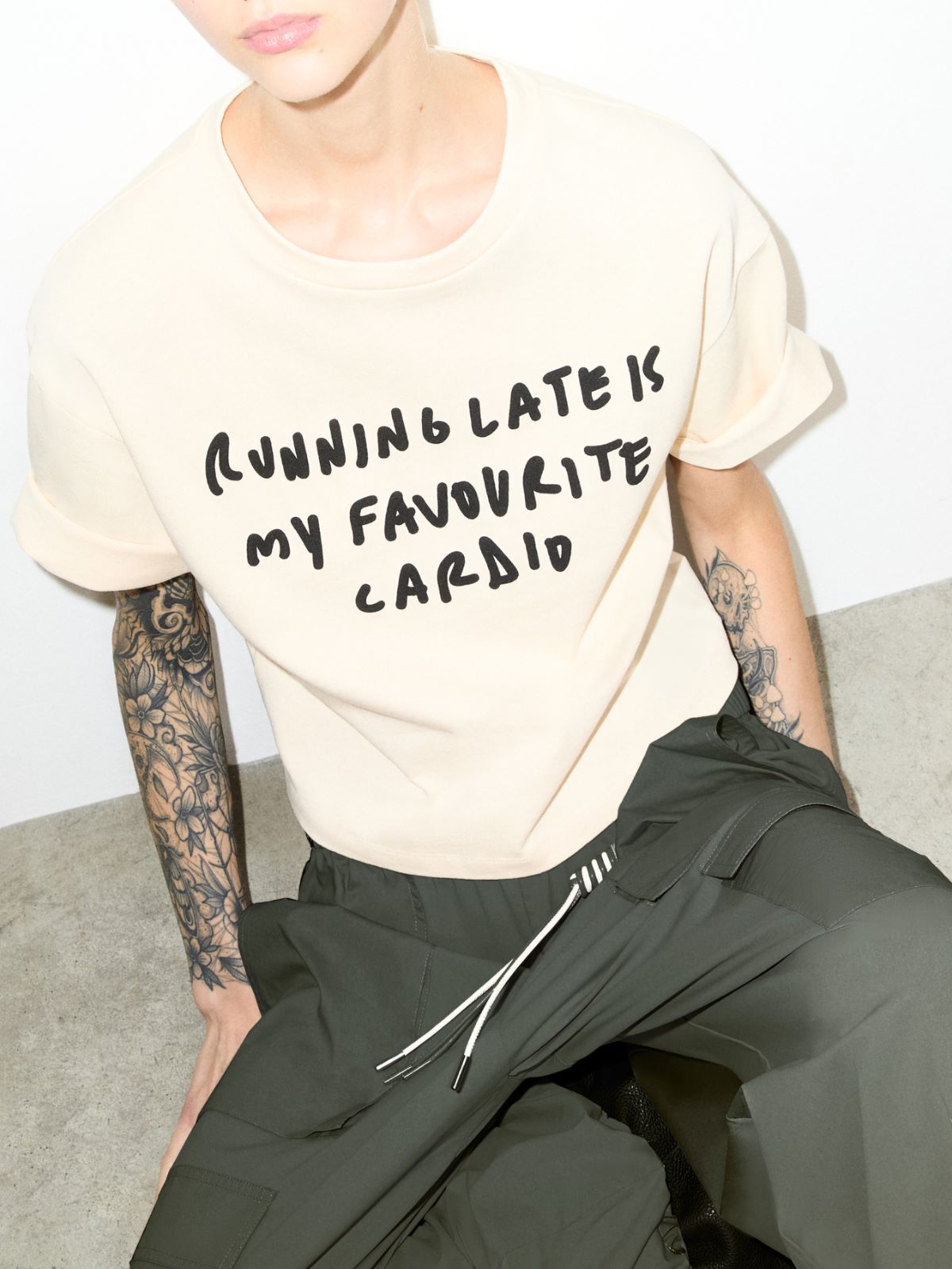 Slogan-print boxy-fit T-shirt - MILK - MAX&Co. - 4