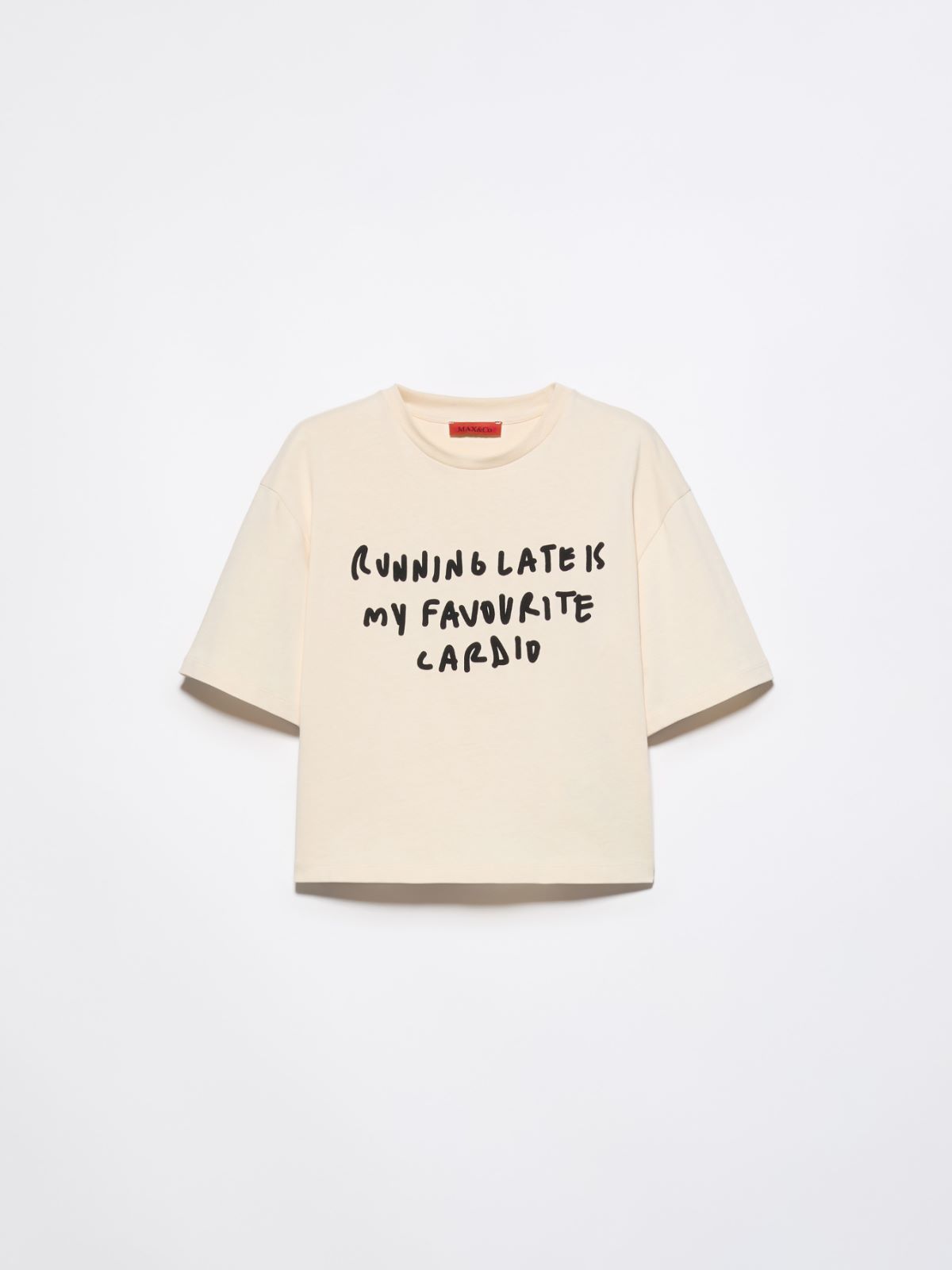 Slogan-print boxy-fit T-shirt - MILK - MAX&Co.