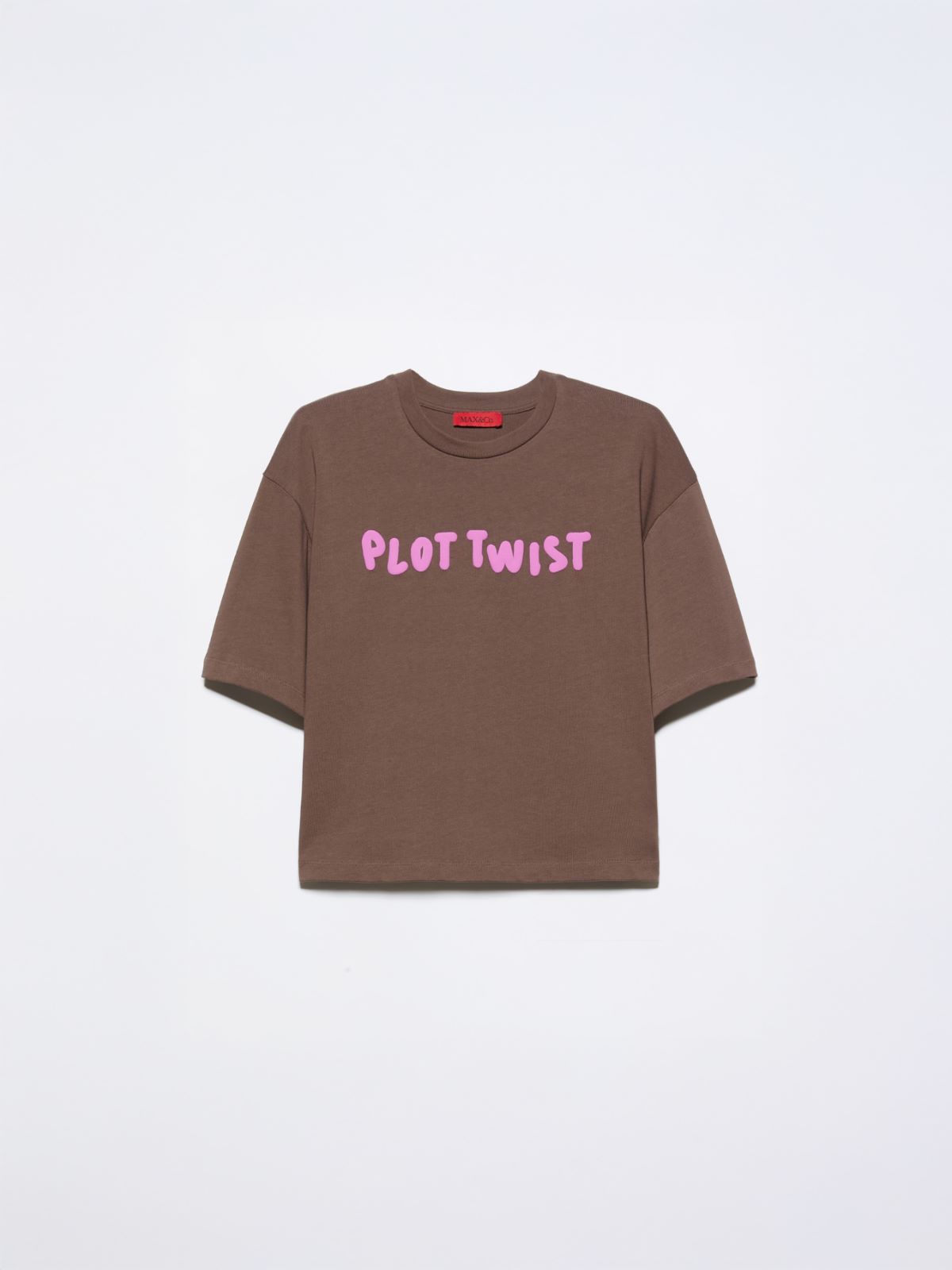Slogan-print boxy-fit T-shirt - CHOCOLATE - MAX&Co.