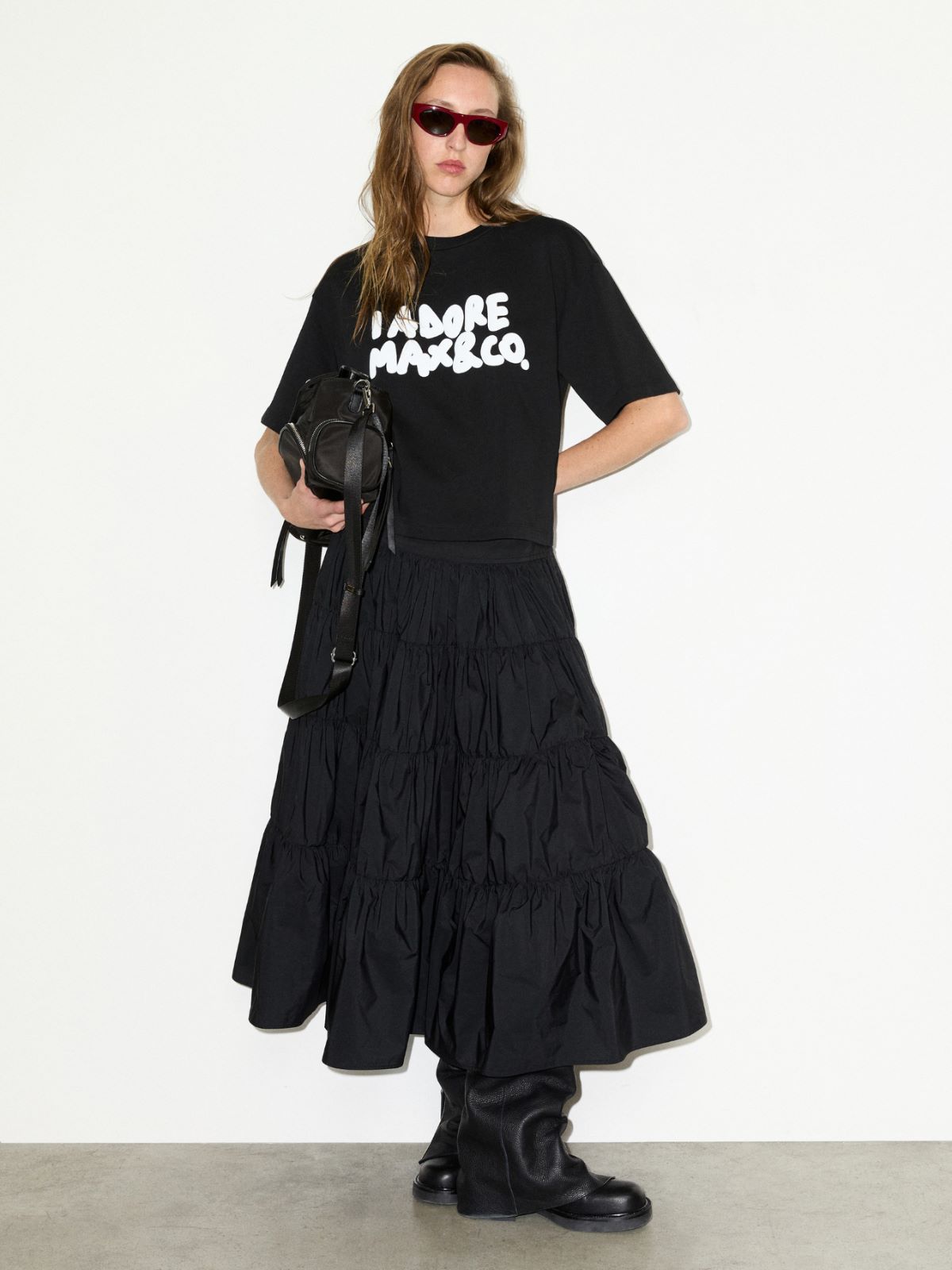 Slogan-print boxy-fit T-shirt - BLACK - MAX&Co.
