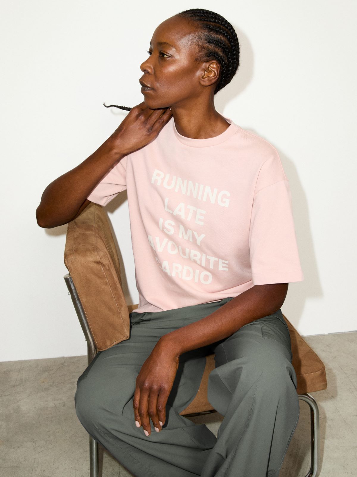 T-shirt coupe ample avec texte imprimé - POUDRE - MAX&Co.