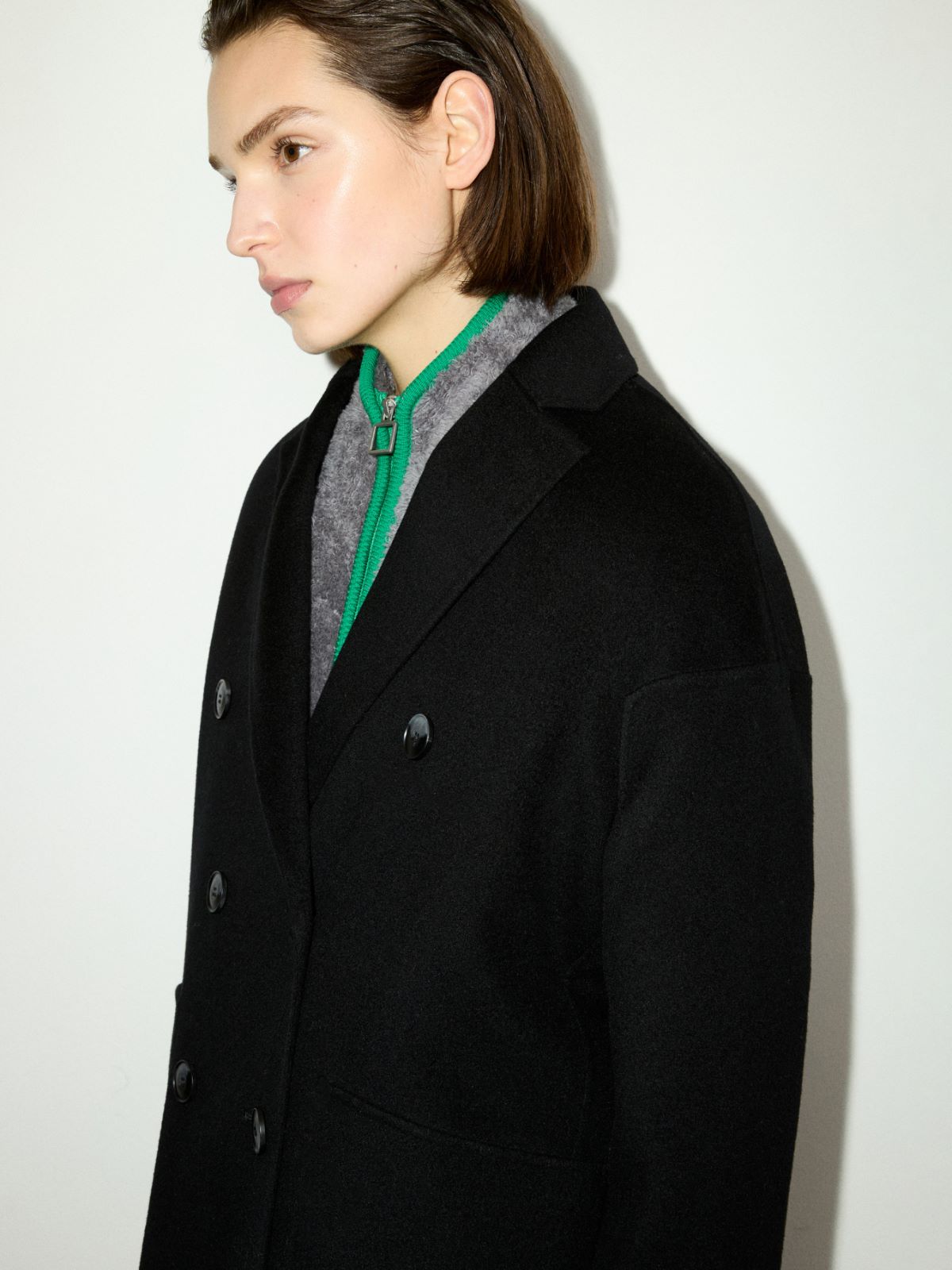 Double-woven wool coat - BLACK - MAX&Co. - 3